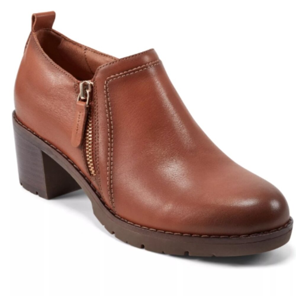 Easy Spirit Women's Cosa Eflex Side Zip Block Heel Shooties Brown Size 6.5 M